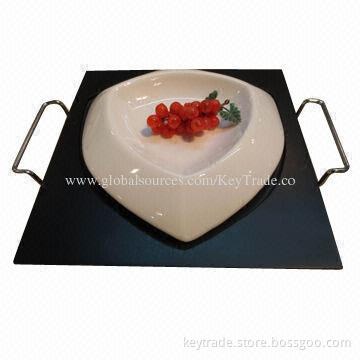 Fine Porcelain Bowl with Wooden Tray, Safe to Use, FDA, LFGB Marks